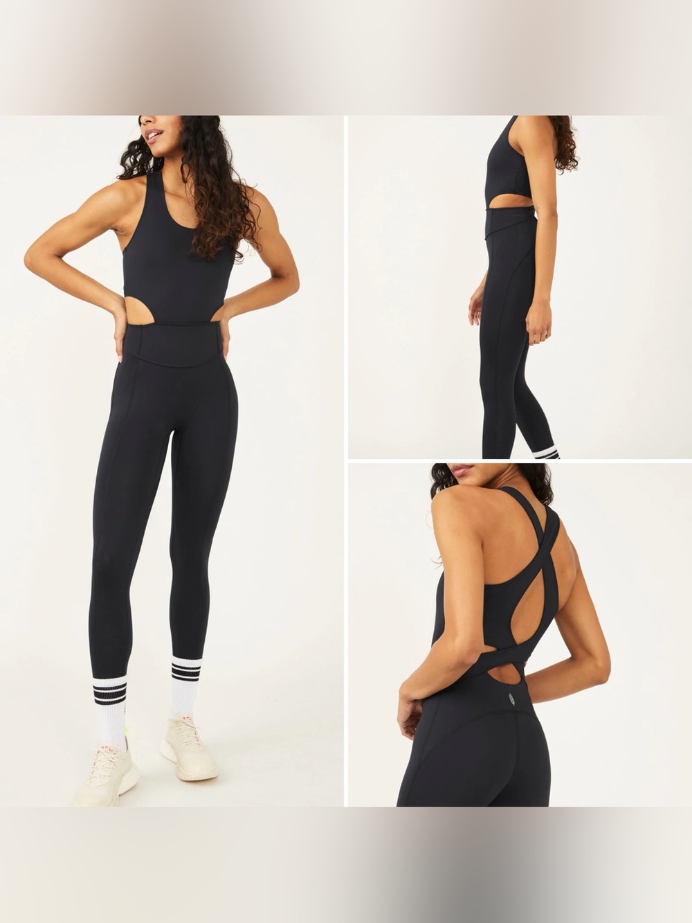 Free People Movement Back It Up Onesie in Black NWT Women's Size Small Athletic
